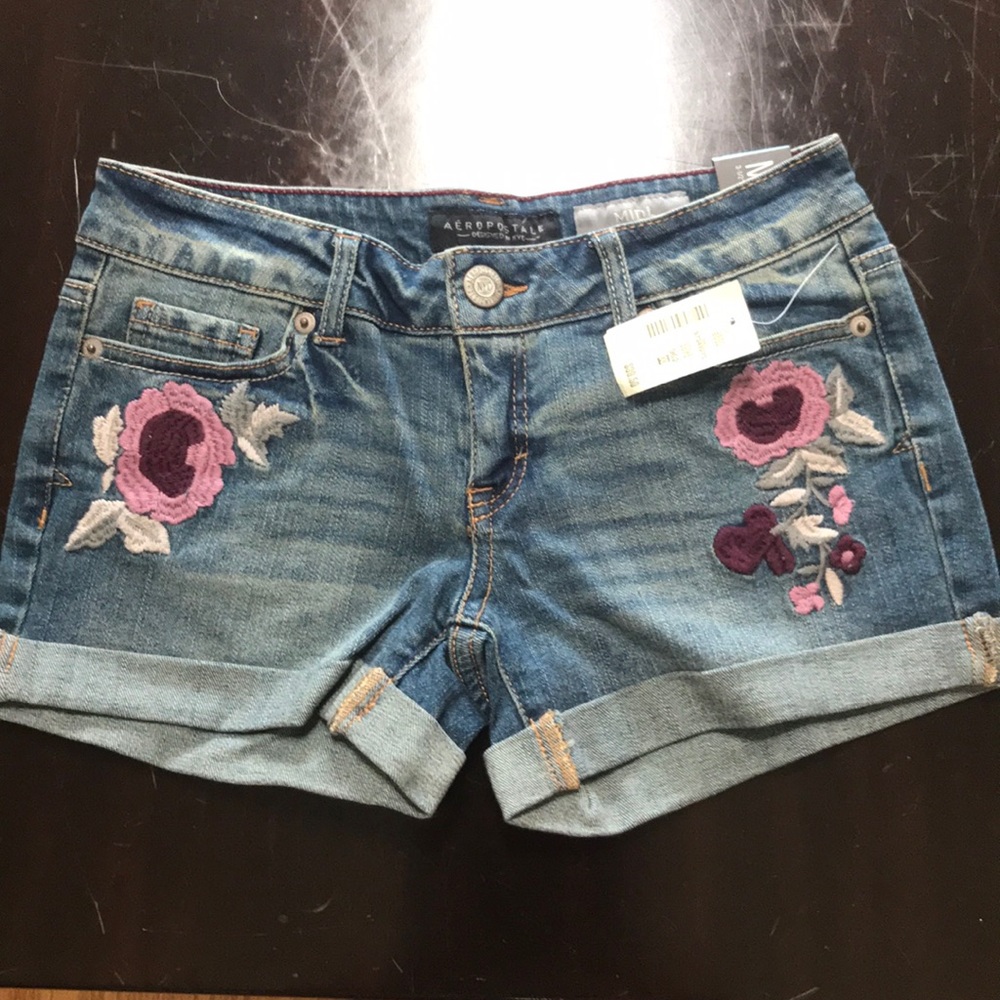 Aeropostale embroidered jean shorts